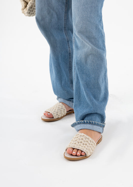 macrame slipper - beige