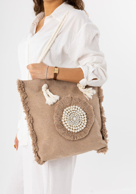 Pearly tote bag - Cafe